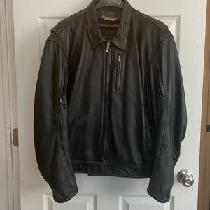 Men’s Black Leather Motorcycle Jacket 2XL